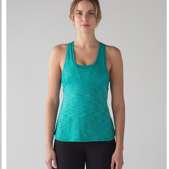 Lululemon Glide and Stride Tank Heathered - Viridian Green - Size 10 - Picture 2 of 12